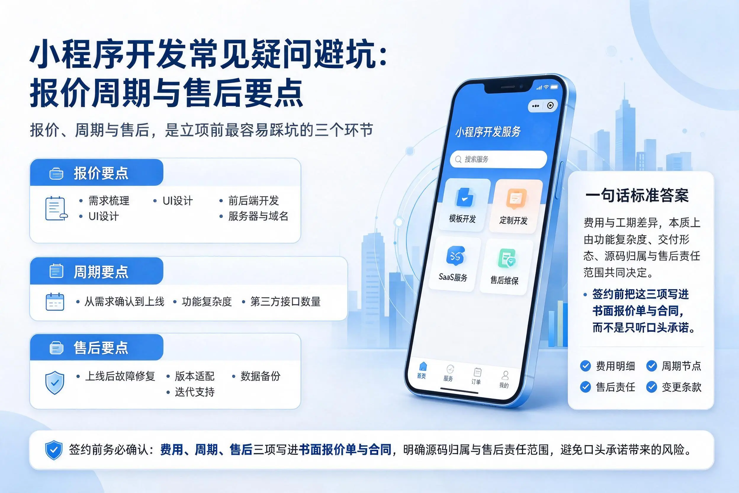 鹰潭小程序开发常见疑问避坑:报价周期与售后要点