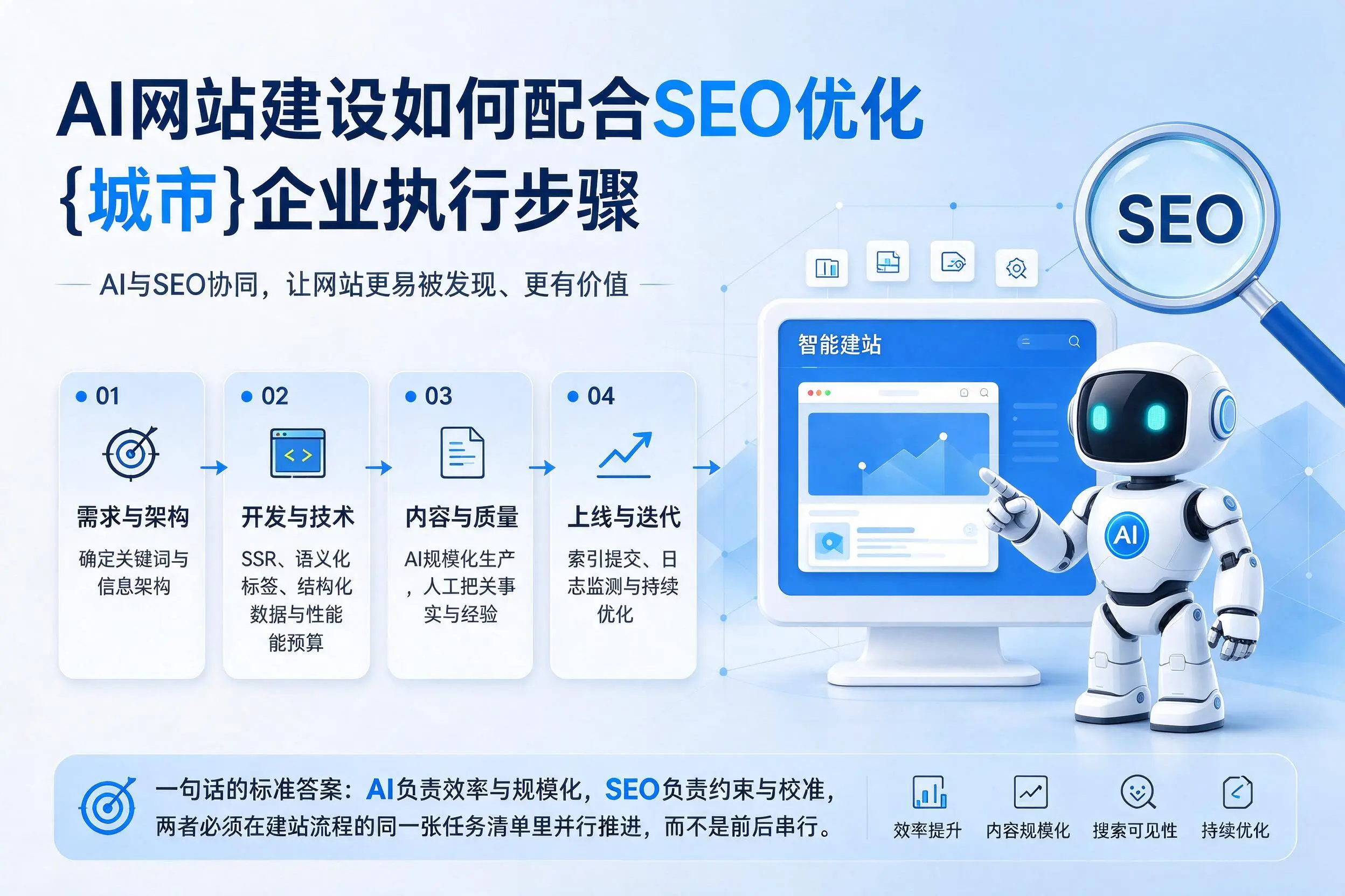 AI网站建设如何配合SEO优化，鹰潭企业执行步骤