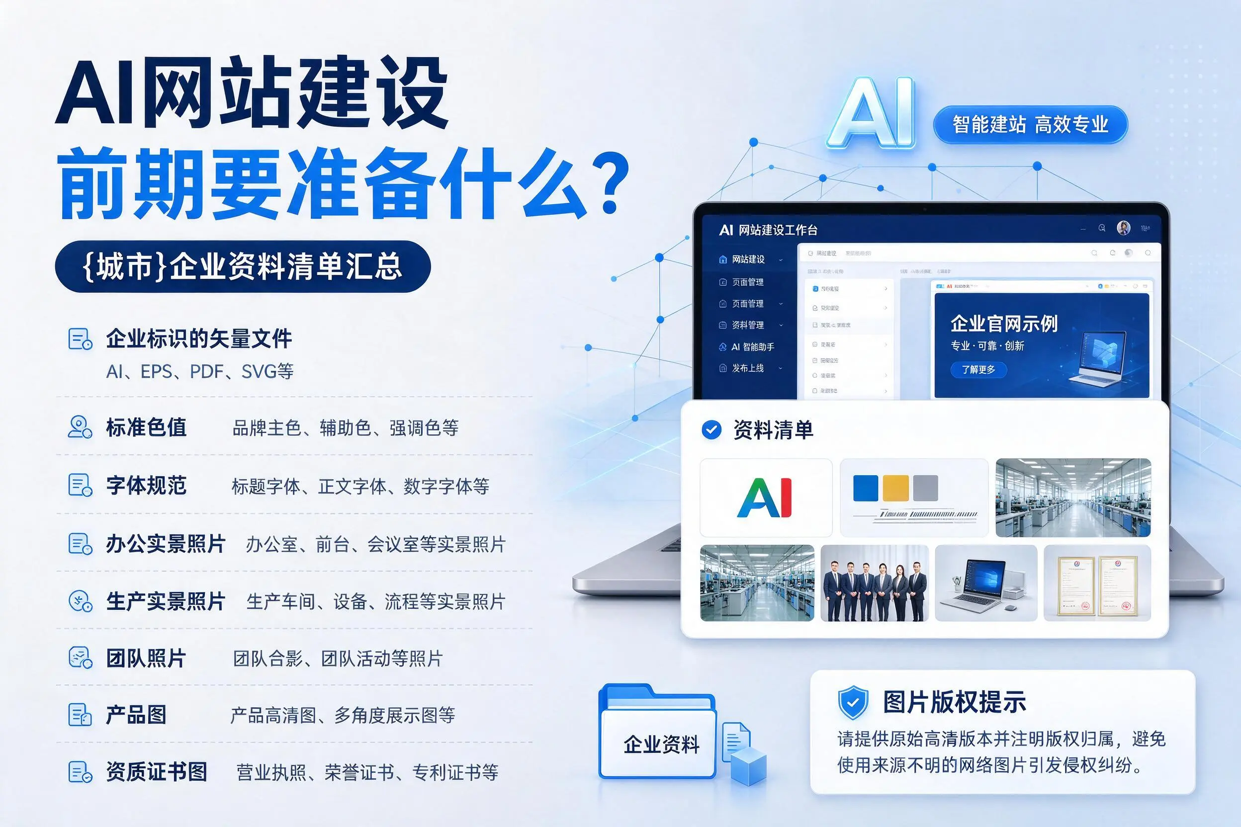 AI网站建设前期要准备什么？鹰潭企业资料清单汇总