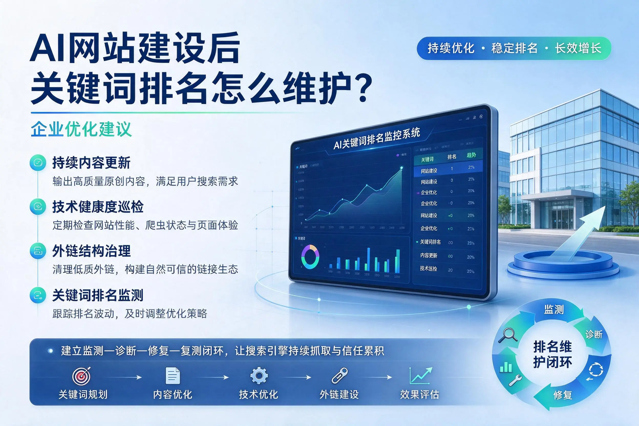 AI网站建设后关键词排名怎么维护？鹰潭企业优化建议