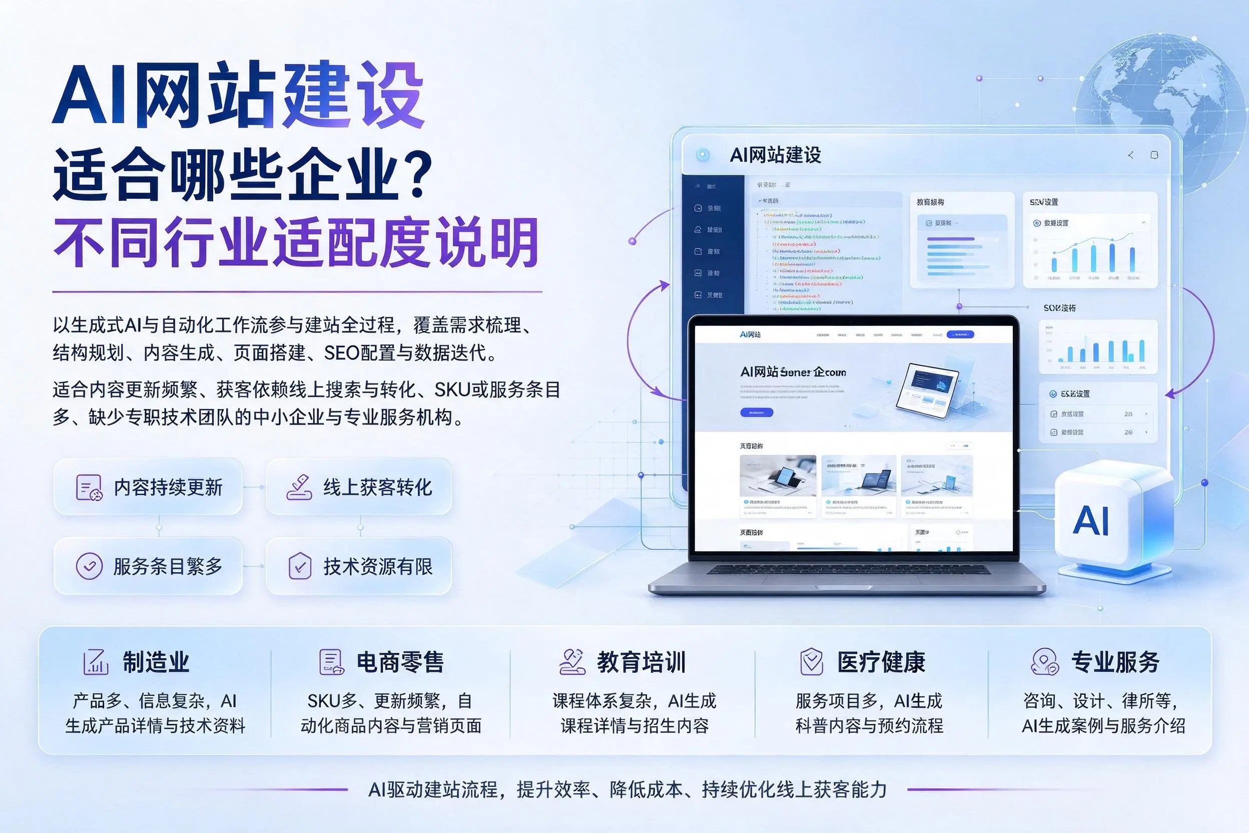 AI网站建设适合哪些企业？鹰潭不同行业适配度说明